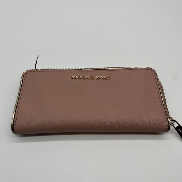 Michael Kors Pink Leather Zip Around Wallet